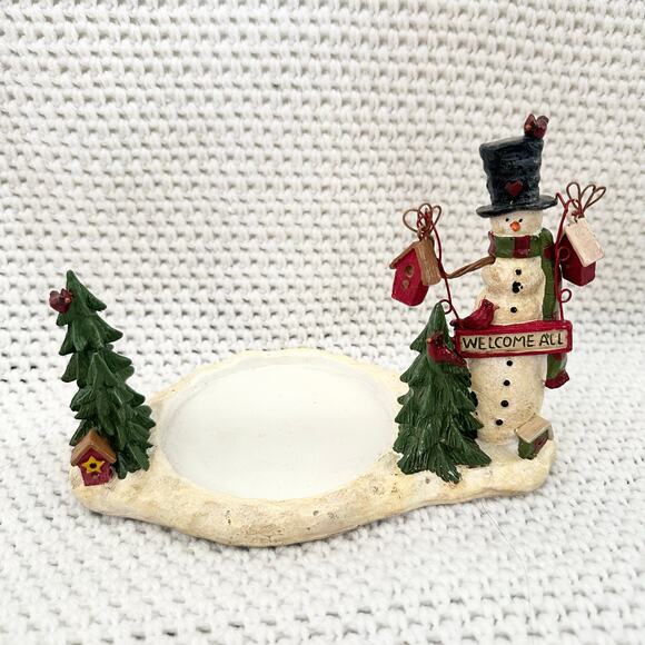 Yankee Candle Jar Candle Base Matching Topper 2011 Snowman Winter Holiday Scene - Picture 3 of 10
